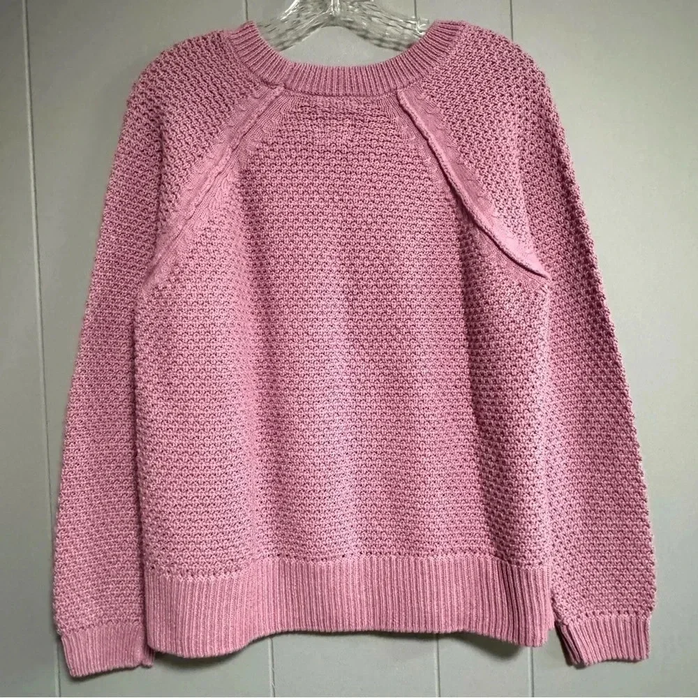 GAP Raglan Sleeve Textured Crewneck Sweater Mauve Lavender Purple Size Medium